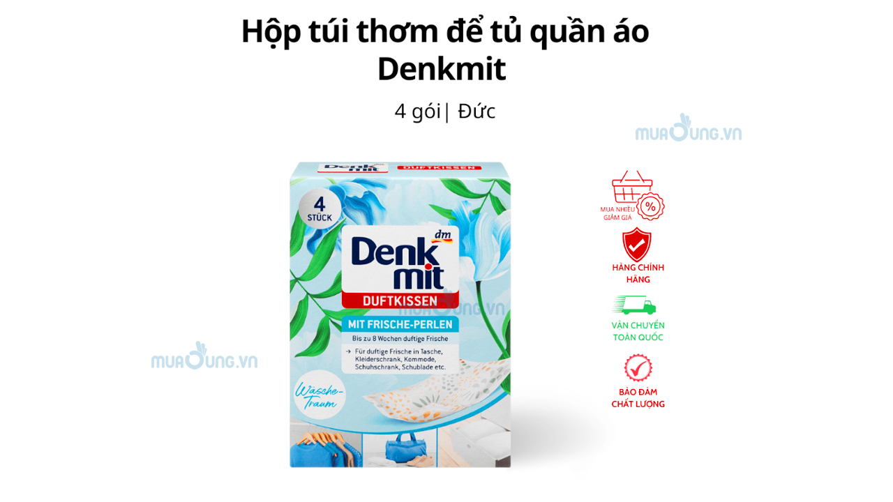 Túi thơm tủ quần áo Denkmit hộp 4 túi chính hãng nhập khẩu Đức