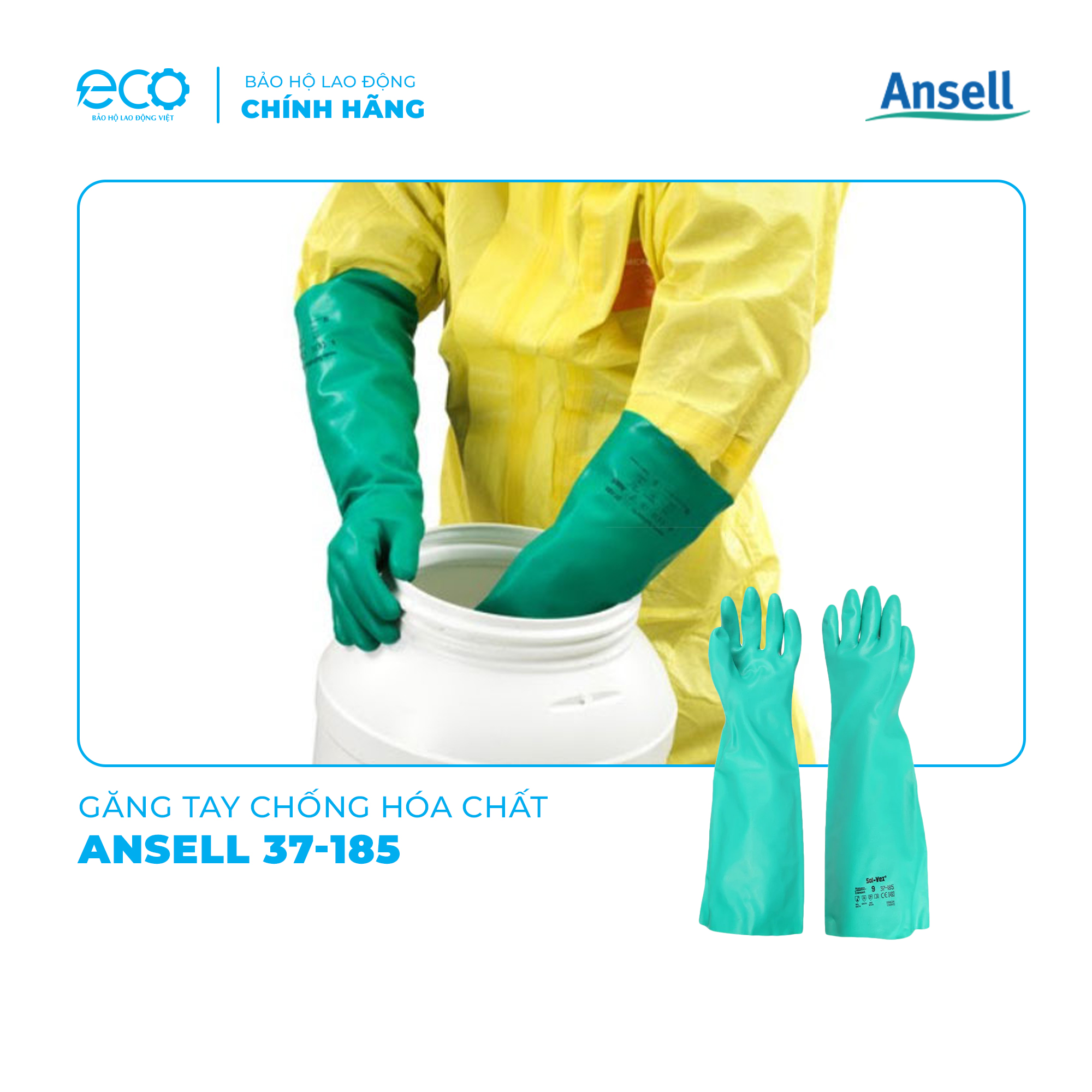 Găng tay Ansell 37-185 chống nước, chống hóa chất
