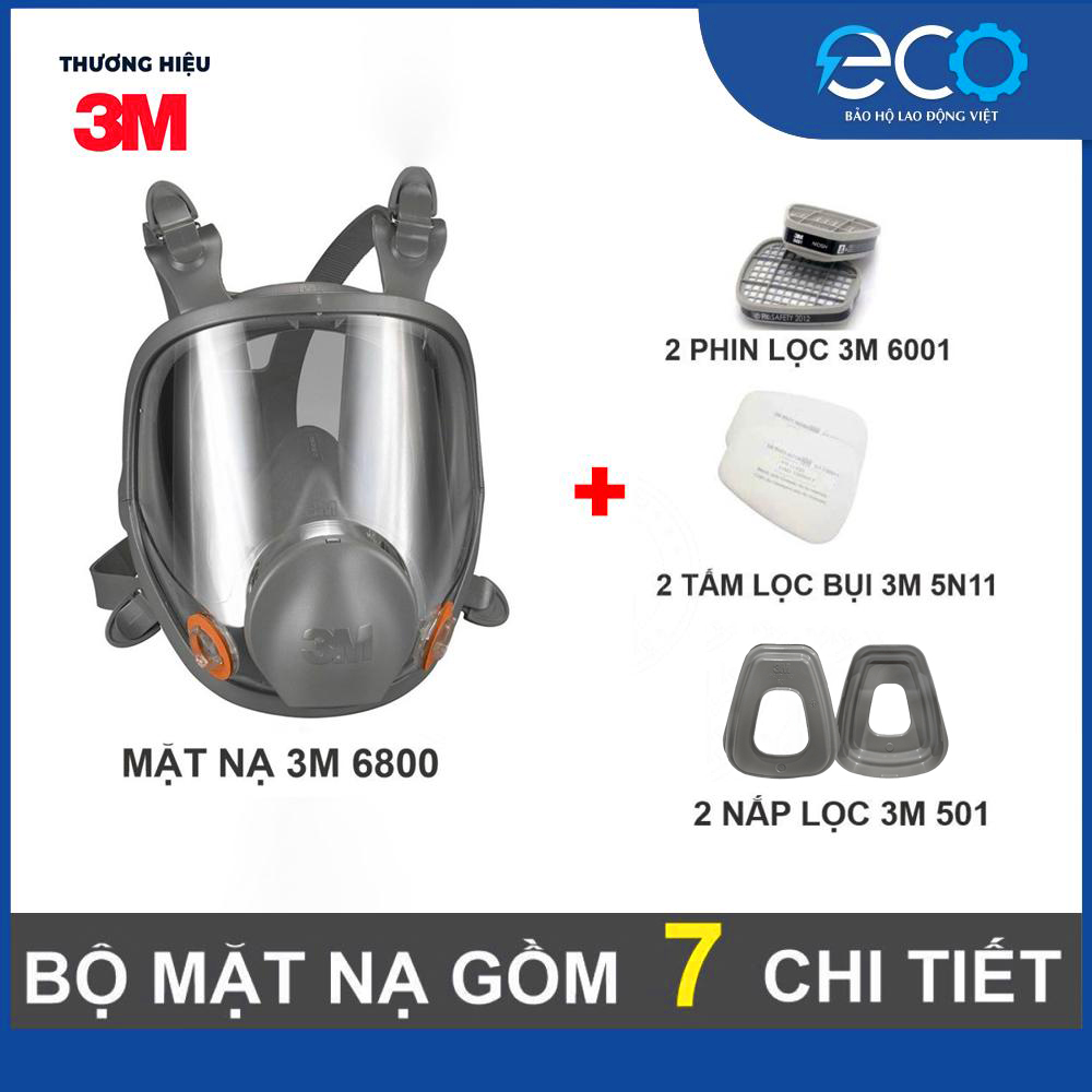 Mặt nạ phòng độc 3M 6800-6001-5N11-501 - Bộ mặt nạ chống độc 7 món - Dùng phun sơn, chống hóa chất độc hại - Chính hãng