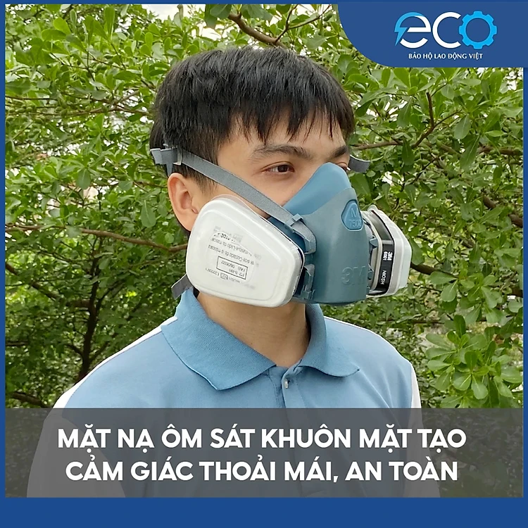 Combo (7 món) mặt nạ phòng độc 3M 7501, 7502 kết hợp phin lọc 3M 6001, tấm lọc bụi 5N11 cùng nắp giữ 501