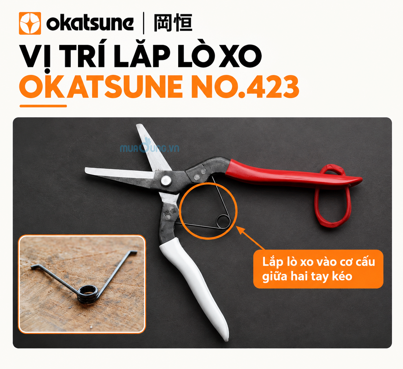 Bộ 2 Lò Xo Thay Thế Okatsune No.423 Nhật Bản – Lò Xo Cho Kéo Tỉa Hái Quả