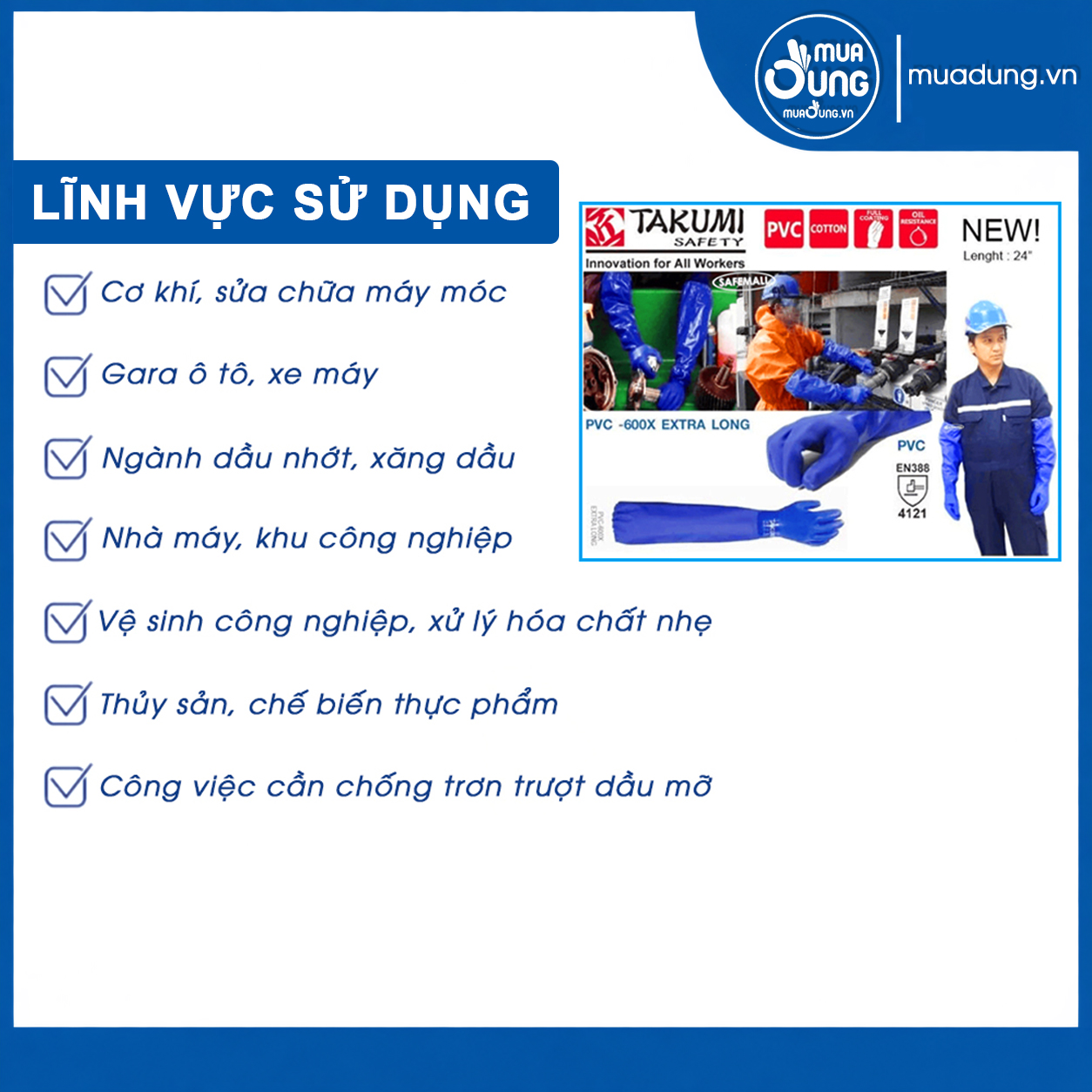 Găng tay chống hóa chất Takumi PVC600X