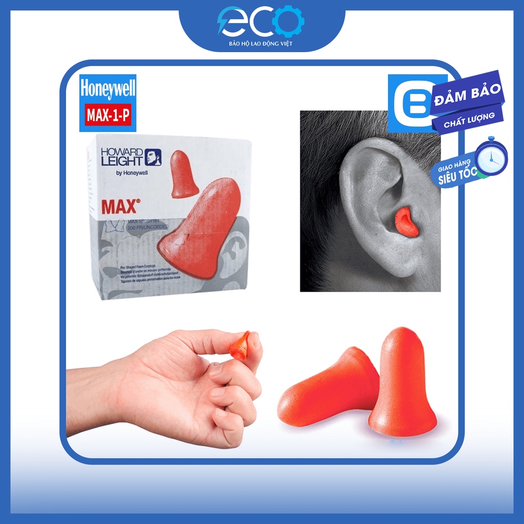 Nút bịt tai chống ồn Honeywell MAX-1-P. Dùng cho học tập, nghi ngơi, bảo hộ lao động