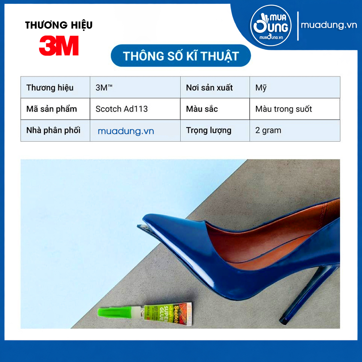 THÔNG TIN CHI TIẾT KEO DÁN 3M SUPER GLUE AD113
