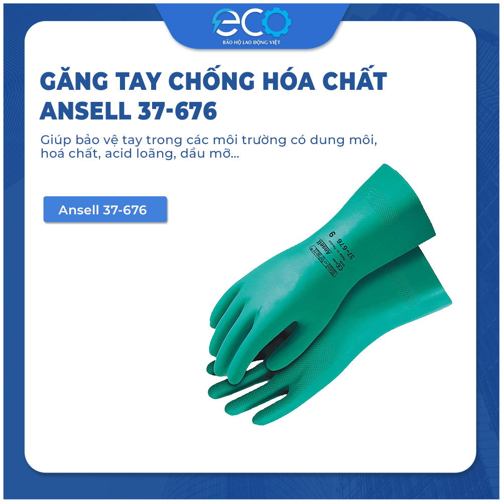 Găng tay chống h&oacute;a chất Ansell 37-676 ch&iacute;nh h&atilde;ng