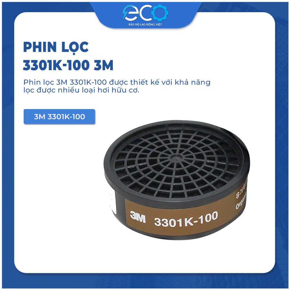 Phin lọc 3M 3301K-100 chính hãng – Dùng cho mặt nạ 3M 3100, 3200 lọc hơi hữu cơ