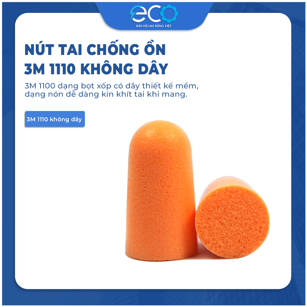 5 cặp nút tai chống ồn 3M 1100 không dây chính hãng – Bọt xốp mềm, giảm ồn 29dB