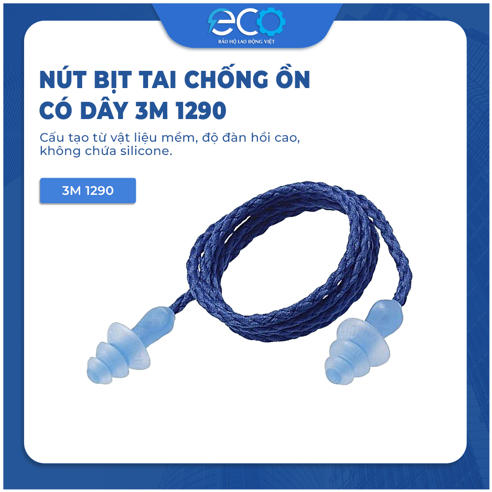 N&uacute;t bịt tai chống ồnn 3M 1290 c&oacute; d&acirc;y ch&iacute;nh h&atilde;ng &ndash; Giảm tiếng ồn, bảo vệ th&iacute;nh gi&aacute;c