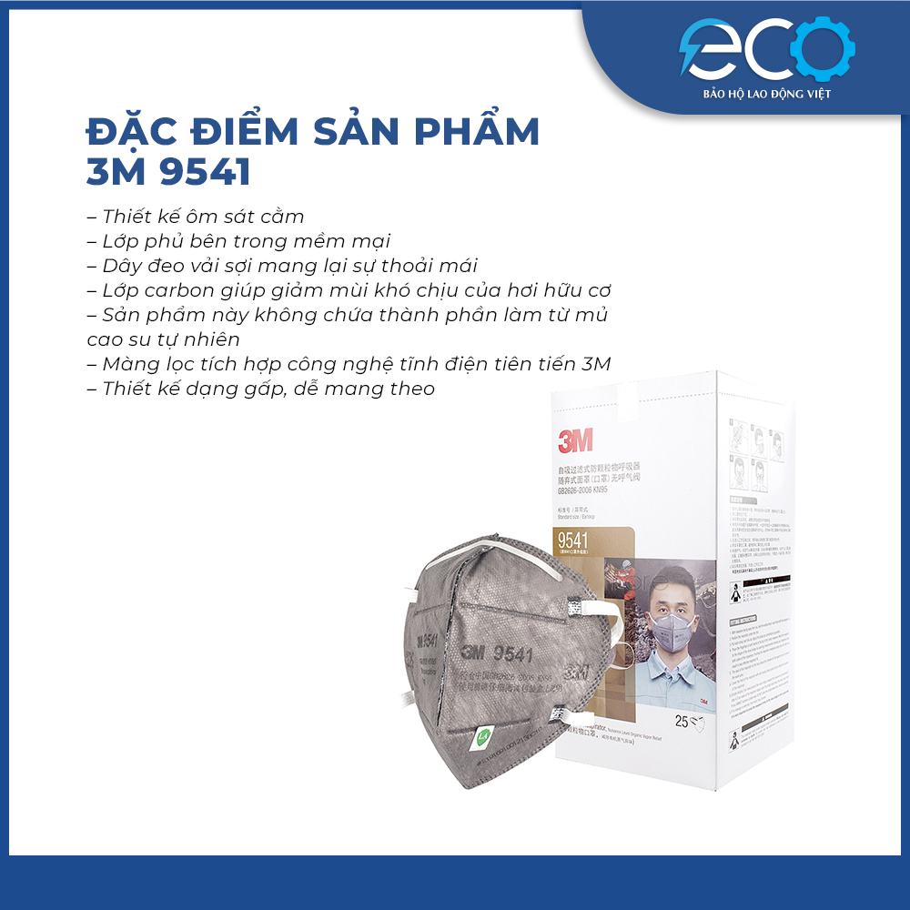 Combo 5 cái khẩu trang 3M 9541 N95 chính hãng – Lọc bụi, bảo vệ hô hấp
