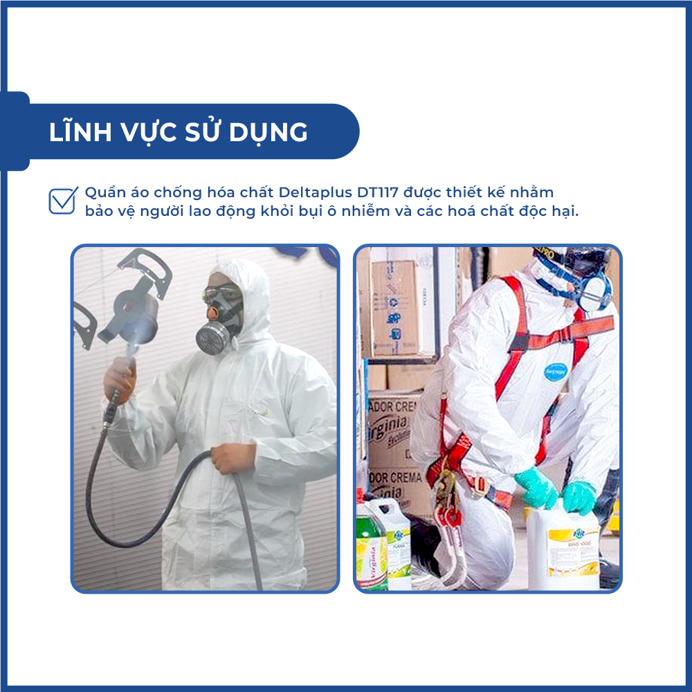 Bộ Quần &Aacute;o Bảo Hộ Deltaplus DT117 &ndash; Chống H&oacute;a Chất, Nhiễm Xạ, Chống Tĩnh Điện, D&ugrave;ng Trong C&ocirc;ng Nghiệp &ndash; Đồ Bảo Hộ To&agrave;n Th&acirc;n
