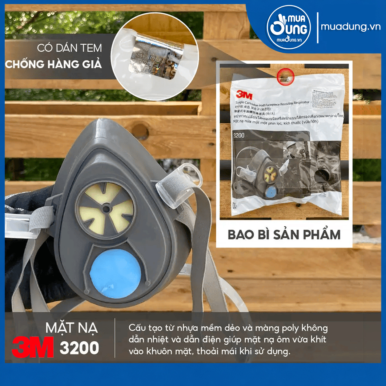 Bộ Mặt Nạ Ph&ograve;ng Độc 3M 3100/3200 K&egrave;m Phin 3301K-100, Tấm Lọc 7711 & Nắp 774