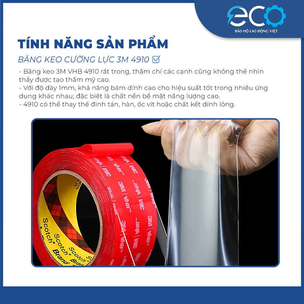 Băng keo cường lực 2 mặt trong suốt 3M 4910 (12mm x d&agrave;i 4.5m) băng keo si&ecirc;u d&iacute;nh, si&ecirc;u cường lực