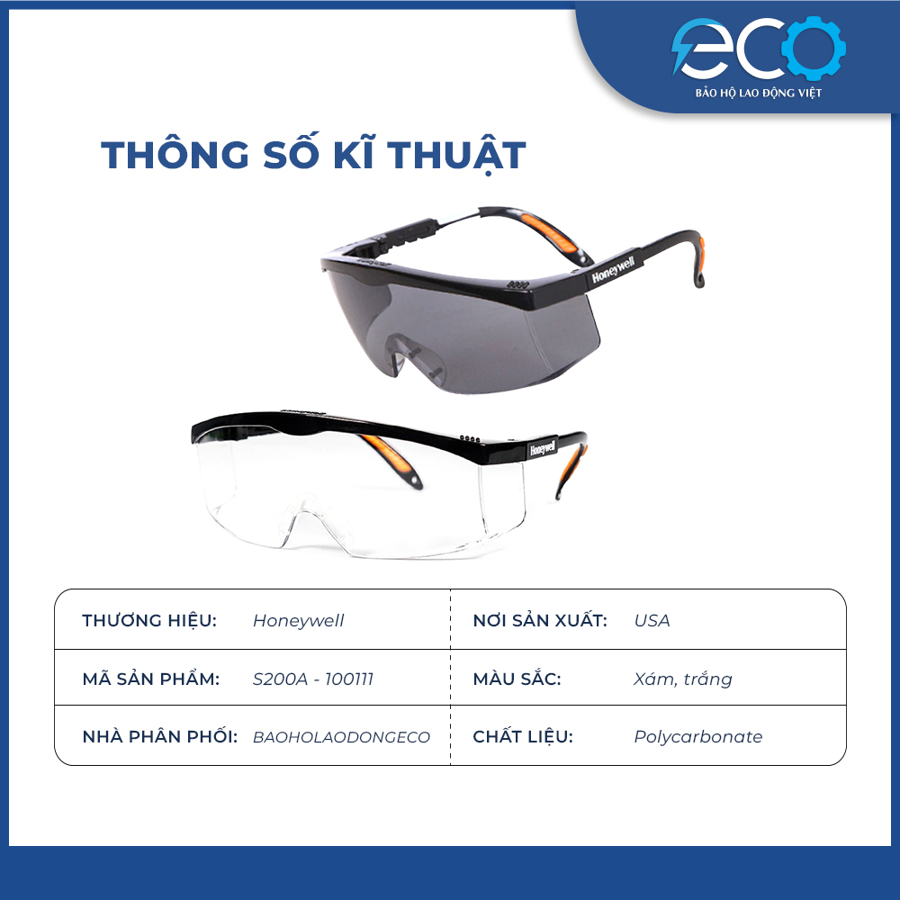 Kính bảo hộ lao động Sperian S200A chống bụi, Chống tia UV hiệu quả thích hợp làm vườn, đi đường