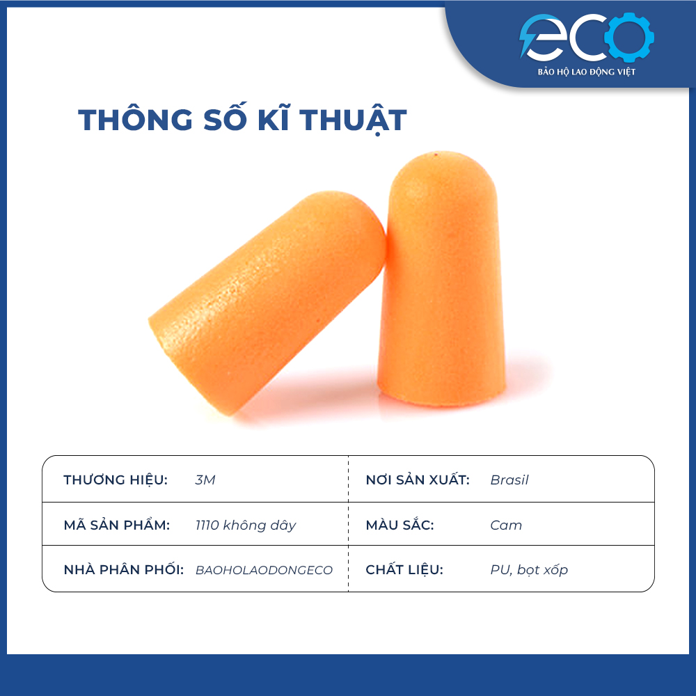 5 cặp nút tai chống ồn 3M 1100 không dây chính hãng – Bọt xốp mềm, giảm ồn 29dB