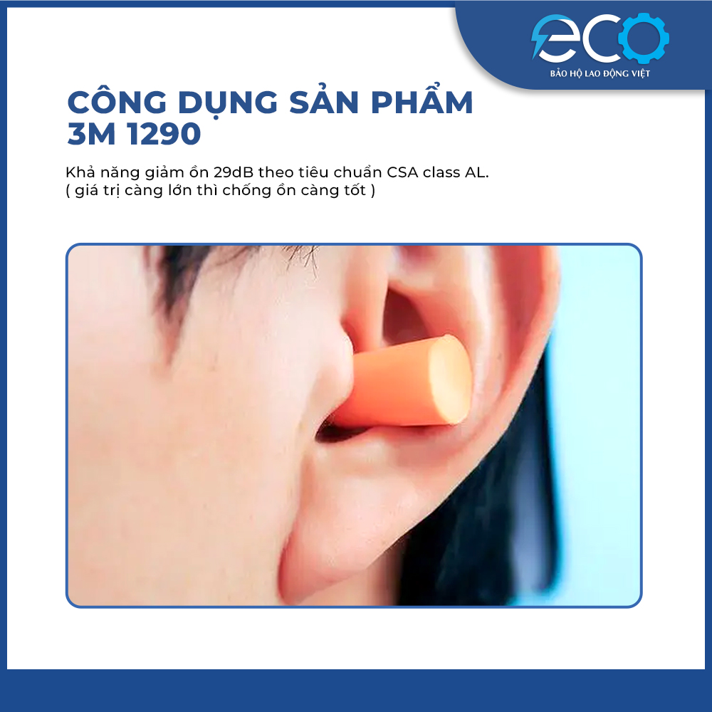 5 cặp nút tai chống ồn 3M 1100 không dây chính hãng – Bọt xốp mềm, giảm ồn 29dB