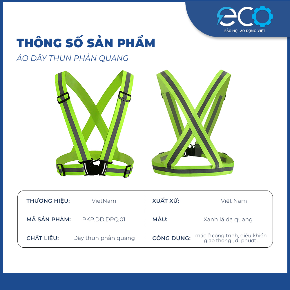 Áo phản quang xanh lá đi phượt – Khóa cài, Dây Đai Thun, Tăng khả năng nhận diện ban đêm