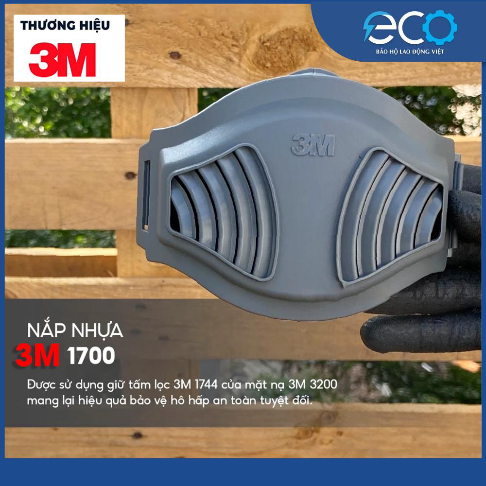 Mặt nạ ph&ograve;ng bụi 3M 3100, 3200 k&egrave;m tấm lọc bụi 3M 1774 v&agrave; nắp giữ tấm lọc bụi 3M 1700