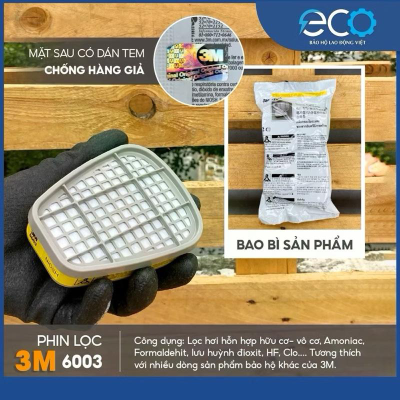 Bộ mặt nạ ph&ograve;ng độc 3M 7501/7502 k&egrave;m phin lọc 3M 6003 + Tấm lọc 5N11 v&agrave; nắp giữ 501 &ndash; Lọc hơi hữu cơ, v&ocirc; cơ 