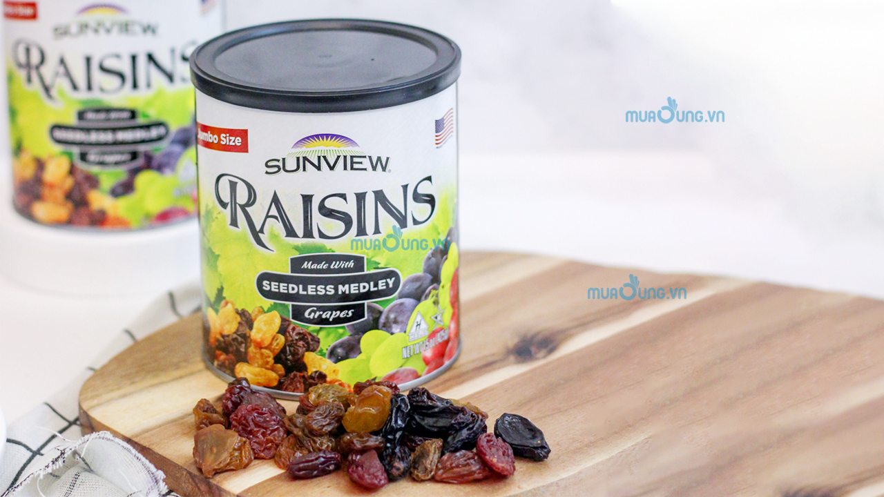 Nho Mỹ không hạt Sunview Raisins hộp 425gr