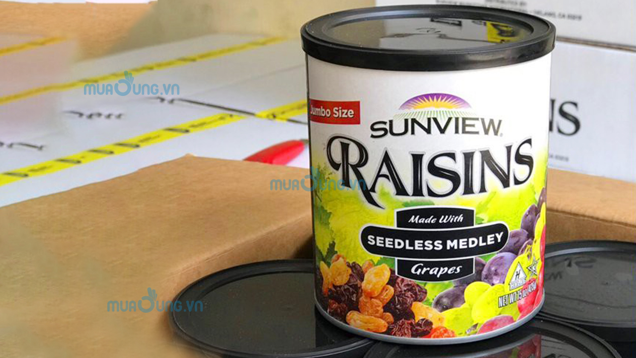 Nho Mỹ không hạt Sunview Raisins hộp 425gr