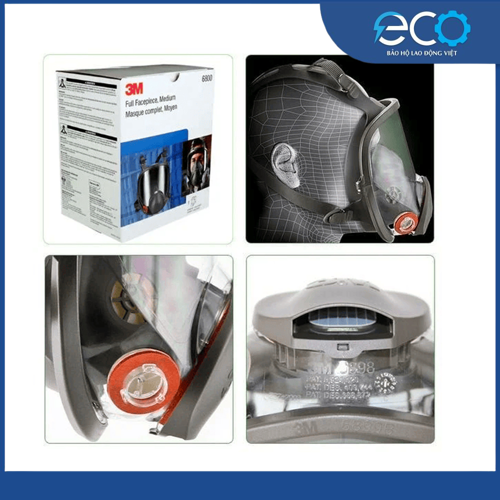 Mặt Nạ ph&ograve;ng độc 3M 6800 K&egrave;m Phin 6001 + 5N11 + 501 &ndash; Bộ 7 M&oacute;n Ch&iacute;nh H&atilde;ng, D&ugrave;ng Phun Sơn, Hơi H&oacute;a Chất