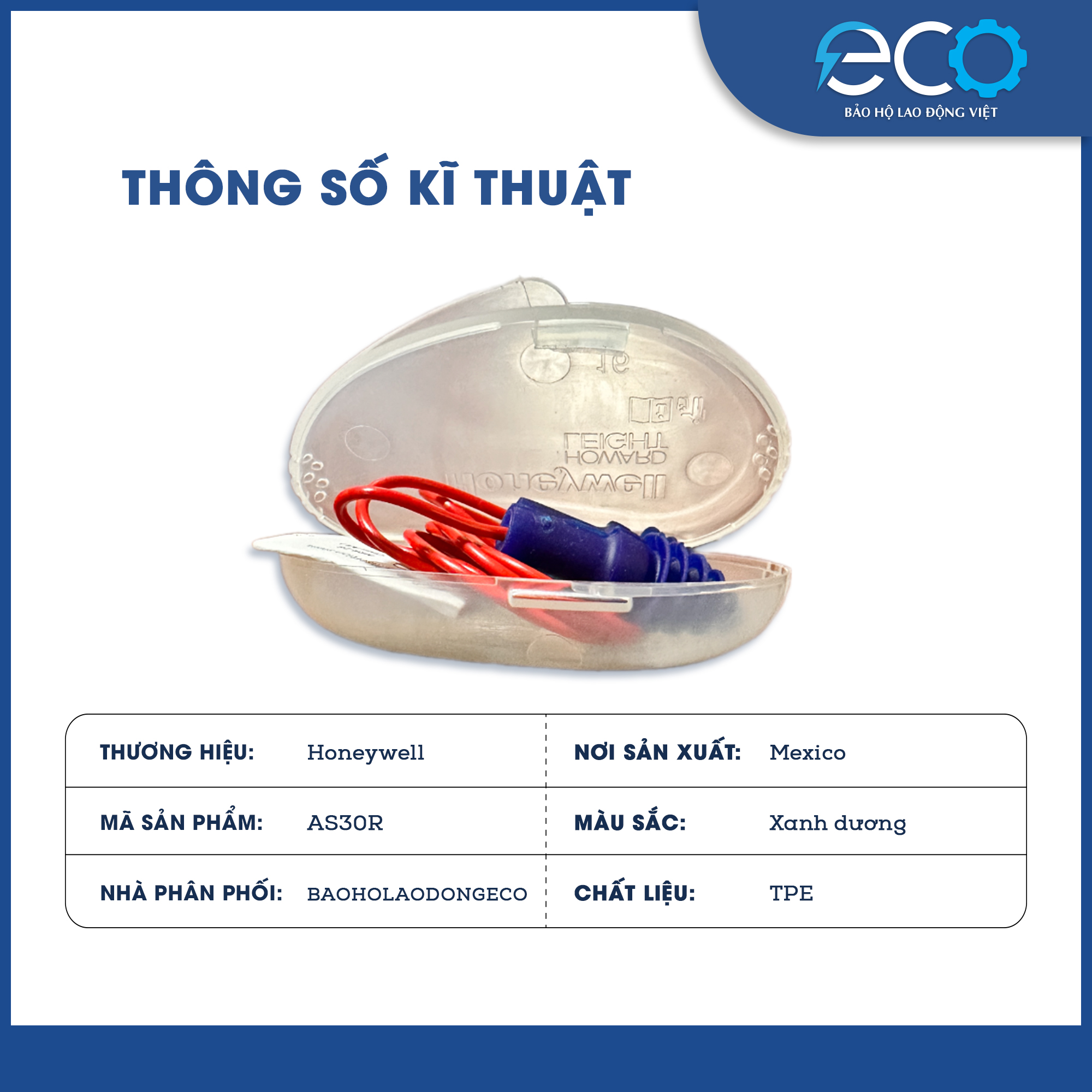 Nút Tai Chống Ồn Có Dây AS-30R Honeywell Chính Hãng – Giảm Ồn 27dB, Đeo Êm, Tái Sử Dụng