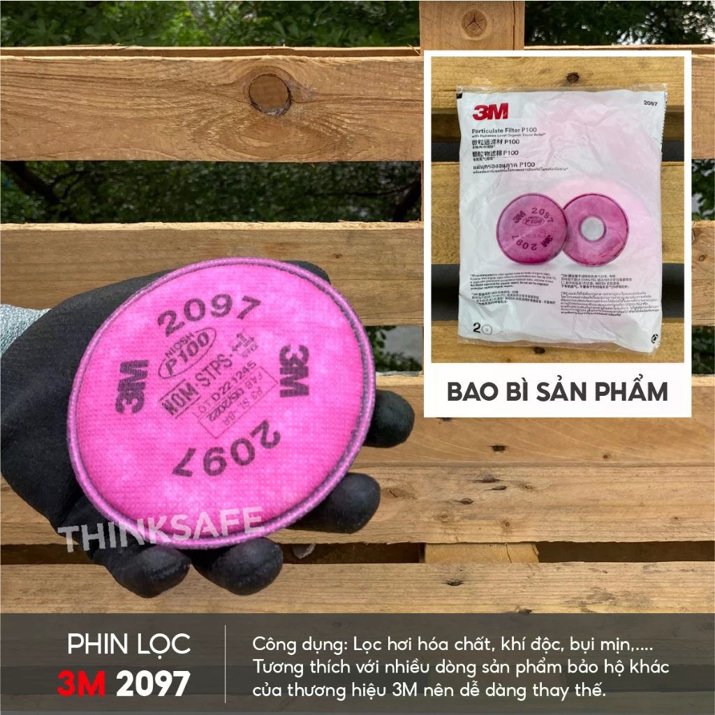 Combo mặt nạ ph&ograve;ng độc 3M 6100/6200/6300 k&egrave;m b&ocirc;ng lọc 3M 2097 chuy&ecirc;n chuy&ecirc;n lọc kh&oacute;i h&agrave;n, lọc bụi mịn pm2.5, chống hơi sơn, vi khuẩn
