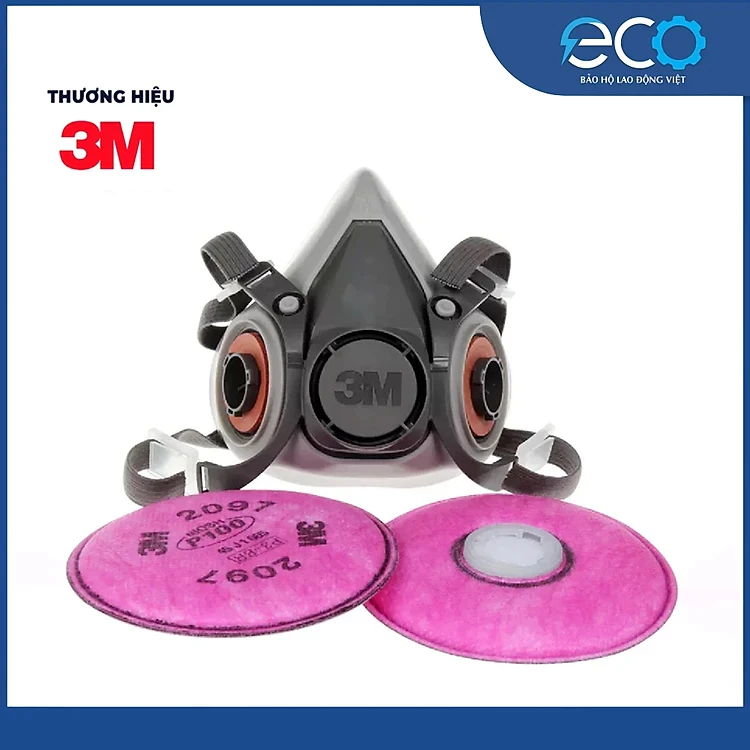 Combo mặt nạ ph&ograve;ng độc 3M 6100/6200/6300 k&egrave;m b&ocirc;ng lọc 3M 2097 chuy&ecirc;n chuy&ecirc;n lọc kh&oacute;i h&agrave;n, lọc bụi mịn pm2.5, chống hơi sơn, vi khuẩn