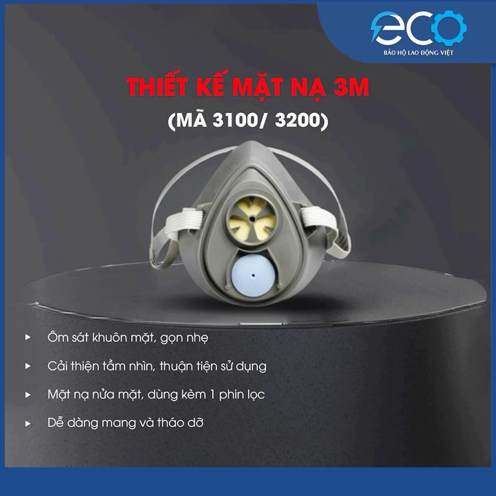 Mặt nạ phòng độc, chống bụi 3M 3100/3200 + Phin lọc 3301K-100 + Tấm lọc bụi 7711 + Nắp đậy 774