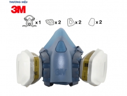B&ocirc;̣ mặt nạ 3M 7501, 7502 kết hợp phin lọc 3M 6006, tấm lọc bụi 5N11 c&ugrave;ng nắp giữ 501 lọc hơi hữu cơ, kh&iacute; axit, amoniac, d&ugrave;ng phun sơn, h&oacute;a chất
