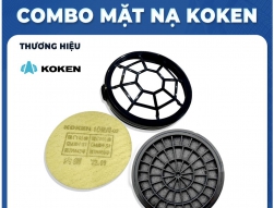 Combo Phin lọc KGC-10C + Nắp + Miếng lọc bụi cho mặt nạ ph&ograve;ng độc Koken G7 Nhật Bản
