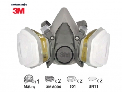 Combo 7 m&oacute;n mặt nạ ph&ograve;ng độc 3M 6100/6200 + Phin 6006, tấm lọc 5N11, nắp 501 &ndash; lọc hơi hữu cơ, amoniac, formaldehit, hF
